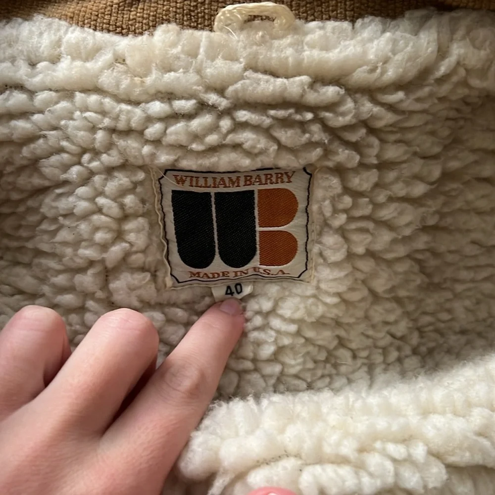 Vintage William Barry Sherpa Lined Corduroy Trucker Jacket Coat Snap Sz 40 M - Picture 5 of 5